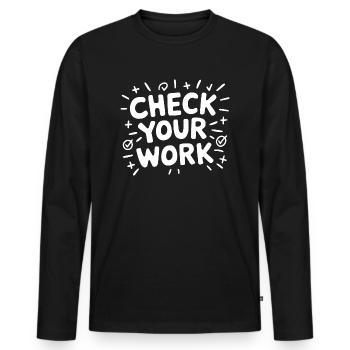 Les mathématiques avec un clin d’œil - T-shirt manches longues Premium bio Homme - noir - Devant - Nico (187cm)