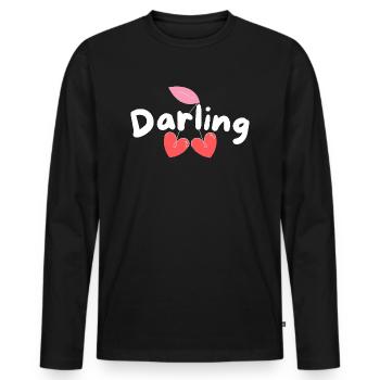 Darling I love you - Männer Premium Bio Langarmshirt - Schwarz - Vorne - Nico (187cm)