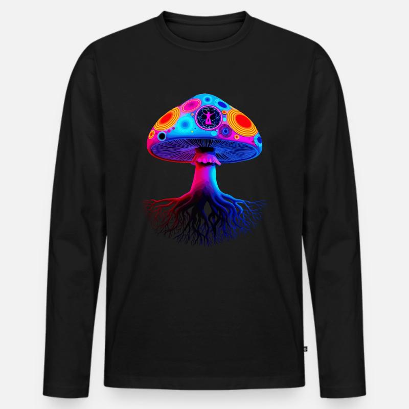 Psychedelischer Pilz - Männer Premium Bio Langarmshirt - Schwarz
