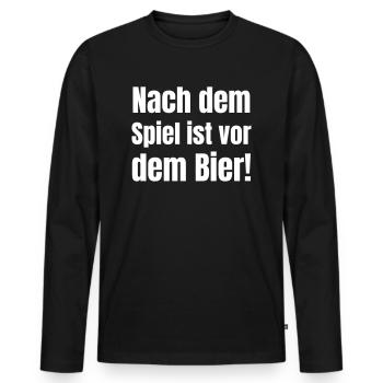 After the game is before the beer! - Men's Premium Organic Long Sleeve Shirt - black - Front - Nico (187cm)