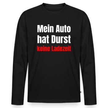 Mein Auto hat Durst, keine Ladezeit - Männer Premium Bio Langarmshirt - Schwarz - Vorne - Nico (187cm)