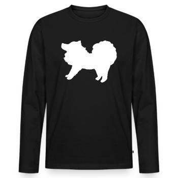 Spitz weiß - Männer Premium Bio Langarmshirt - Schwarz - Vorne - Nico (187cm)