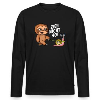 Zieh nicht so Faultier + Schnecke Schwarze Shirts - Männer Premium Bio Langarmshirt - Schwarz - Vorne - Nico (187cm)