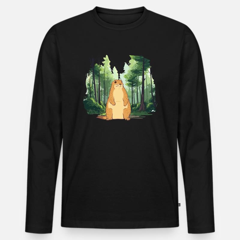 Starke Murmeltier-Naturlandschaft - Männer Premium Bio Langarmshirt - Schwarz
