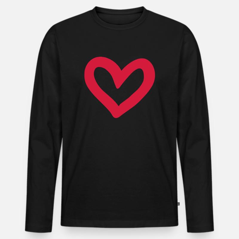 Herz - Männer Premium Bio Langarmshirt - Schwarz