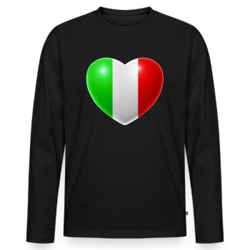 Coeur (Italie / Italia) - T-shirt manches longues Premium bio Homme - noir - Devant - Nico (187cm)