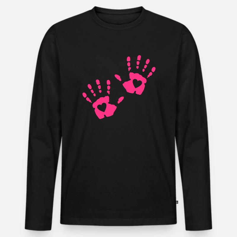 hand herz - Männer Premium Bio Langarmshirt - Schwarz