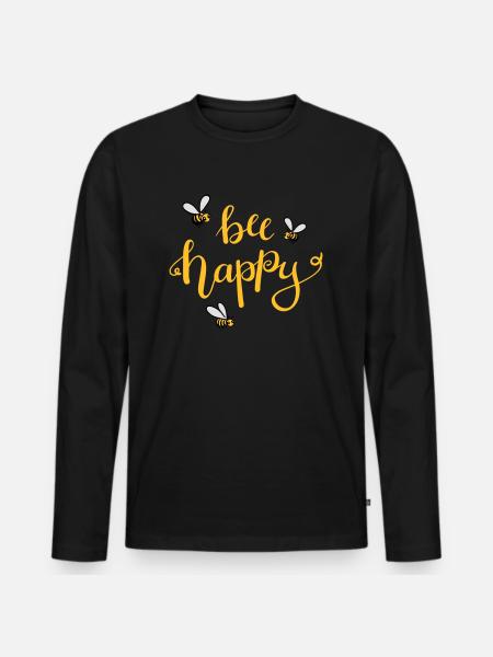 bee happy - Men's Premium Organic Long Sleeve Shirt - black