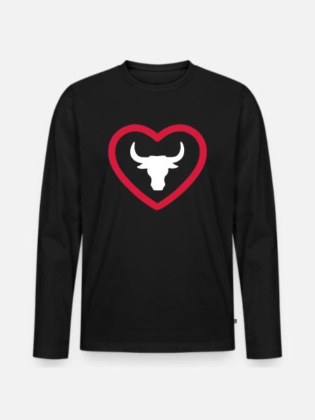 herz bulle stier - Männer Premium Bio Langarmshirt - Schwarz