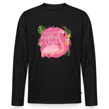 Je flocks fabuleux - Flamingo Paradise Vacation - T-shirt manches longues Premium bio Homme - noir - Devant - Nico (187cm)