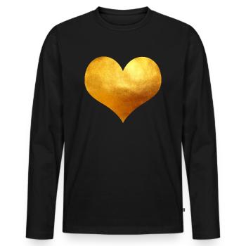 Coeur d'or - T-shirt manches longues Premium bio Homme - noir - Devant - Nico (187cm)