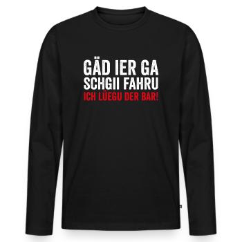 ICH LÜEGU DER BAR! - Männer Premium Bio Langarmshirt - Schwarz - Vorne - Nico (187cm)