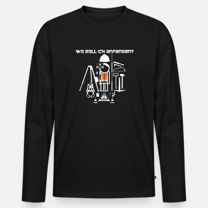 Vermesser Alleskönner - Männer Premium Bio Langarmshirt - Schwarz