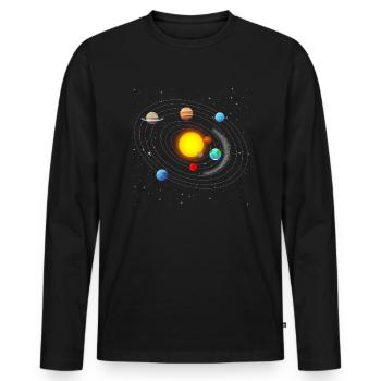 Système solaire - T-shirt manches longues Premium bio Homme - noir - Devant - Nico (187cm)