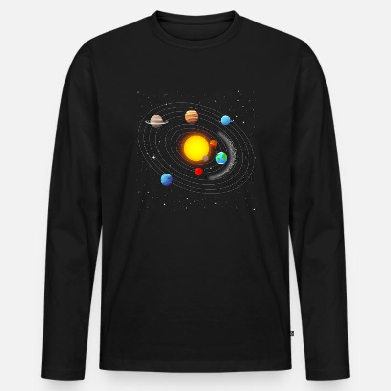 Sonnensystem - Männer Premium Bio Langarmshirt - Schwarz