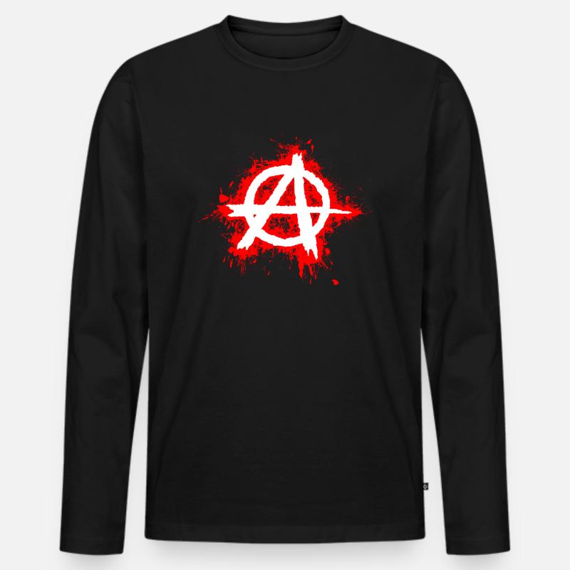 Anarchy / Anarchy in white, red splashes - Men's Premium Organic Long Sleeve Shirt - black
