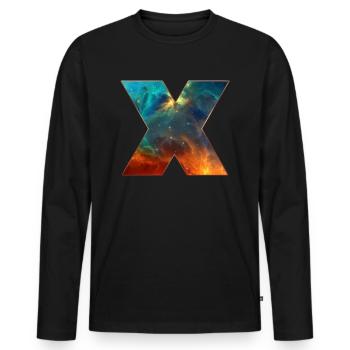 Buchstabe X, Universum, Weltraum, Kosmos, Sci-fi - Männer Premium Bio Langarmshirt - Schwarz - Vorne - Nico (187cm)