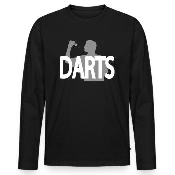 Darts Dart - Männer Premium Bio Langarmshirt - Schwarz - Vorne - Nico (187cm)