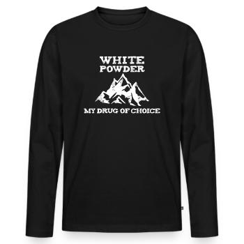 White Powder My Drug Of Choice - White Edition - T-shirt manches longues Premium bio Homme - noir - Devant - Nico (187cm)