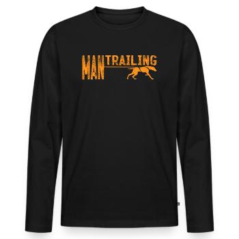 vintage Mantrailing amoureux de chien - T-shirt manches longues Premium bio Homme - noir - Devant - Nico (187cm)