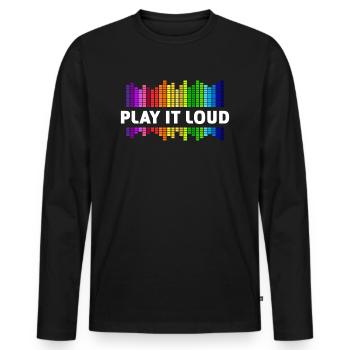Jouez-le fort Égaliseur Musique Rainbow Colorful Disco - T-shirt manches longues Premium bio Homme - noir - Devant - Nico (187cm)