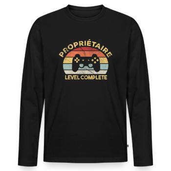 Drôle de cadeau d’acheteur de maison de propriétaire - T-shirt manches longues Premium bio Homme - noir - Devant - Nico (187cm)