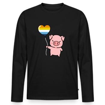 Pig Heart Balloon Aroace Pride - Men's Premium Organic Long Sleeve Shirt - black - Front - Nico (187cm)