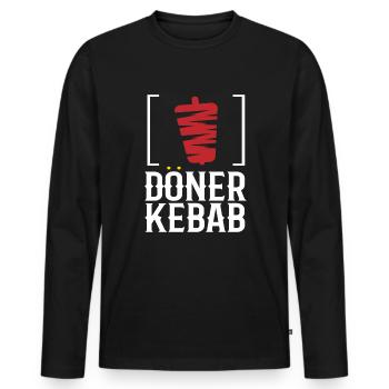 Doner Kebab Kebab Brochette De kebab Rôtisserie Snack - T-shirt manches longues Premium bio Homme - noir - Devant - Nico (187cm)