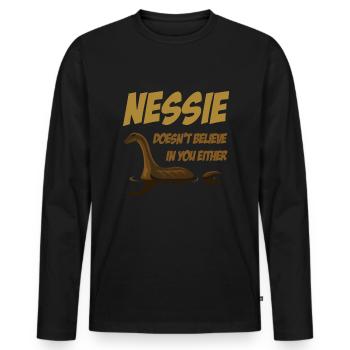 Doesnt Believe Nessie Loch Ness - Men's Premium Organic Long Sleeve Shirt - black - Front - Nico (187cm)