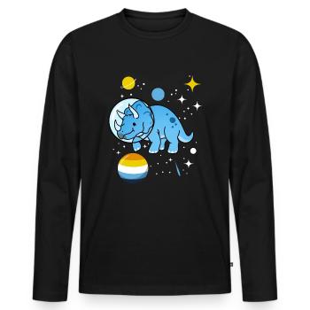 Triceratops Astronaut Aroace Pride - Men's Premium Organic Long Sleeve Shirt - black - Front - Nico (187cm)
