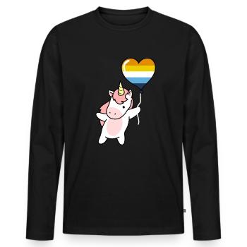 Unicorn Heart Balloon Aroace - Men's Premium Organic Long Sleeve Shirt - black - Front - Nico (187cm)