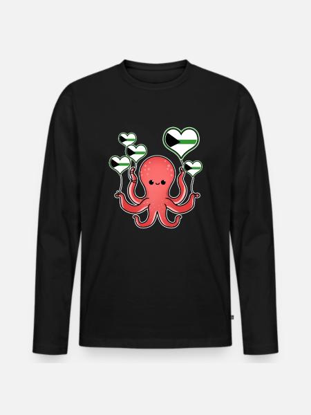 Octopus Balloon Demiromantic Pride - Men's Premium Organic Long Sleeve Shirt - black