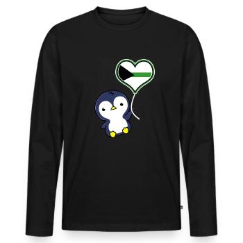 Pinguin Ballon Demiromantic Pride - Männer Premium Bio Langarmshirt - Schwarz - Vorne - Nico (187cm)