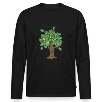 Geld Baum Investieren Tag Trader - Männer Premium Bio Langarmshirt - Schwarz - Vorne - Nico (187cm)