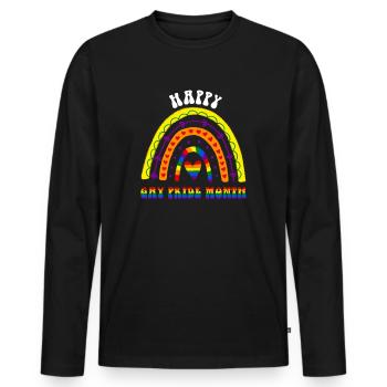 Happy Gay Pride Month LGBT Pride Boho Rainbow - Men's Premium Organic Long Sleeve Shirt - black - Front - Nico (187cm)