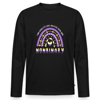 Nonbinary Pride Nonbinary Rainbow - Men's Premium Organic Long Sleeve Shirt - black - Front - Nico (187cm)