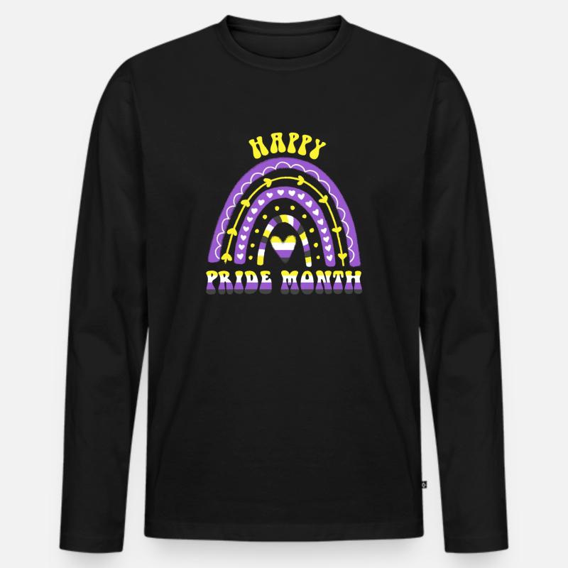 Happy Pride Month Nonbinary Regenbogen - Männer Premium Bio Langarmshirt - Schwarz