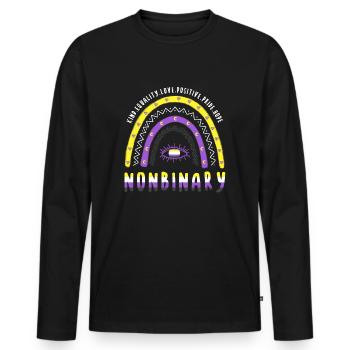 Boho Rainbow Non binaire - T-shirt manches longues Premium bio Homme - noir - Devant - Nico (187cm)