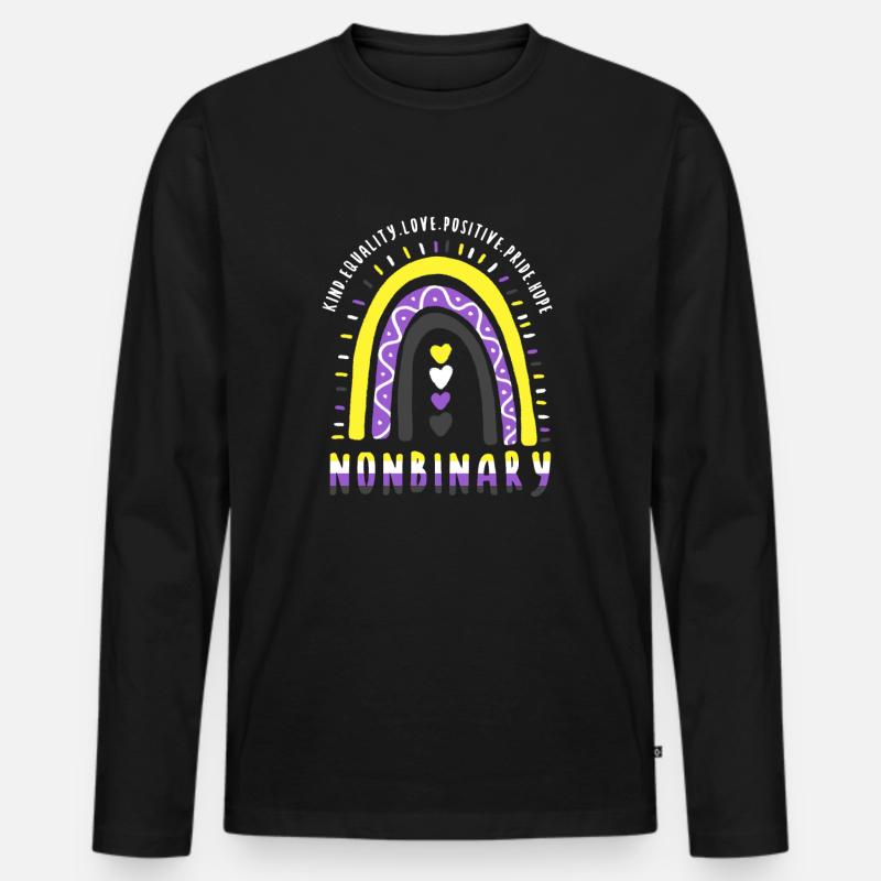 Nonbinary Boho Rainbow - Men's Premium Organic Long Sleeve Shirt - black