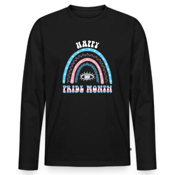 Boho Rainbow Happy Pride Mois Transgenre - T-shirt manches longues Premium bio Homme - noir - Devant - Nico (187cm)
