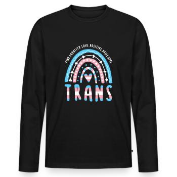 Trans Saying Trans Pride Transgender Rainbow - Men's Premium Organic Long Sleeve Shirt - black - Front - Nico (187cm)