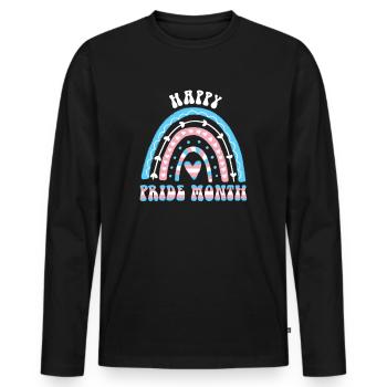 Happy Pride Month Transgender Regenbogen - Männer Premium Bio Langarmshirt - Schwarz - Vorne - Nico (187cm)