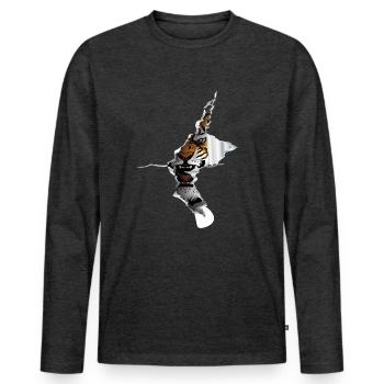 Tiger Roar Big Cat - T-shirt manches longues Premium bio Homme - anthracite chiné - Devant - Nico (187cm)