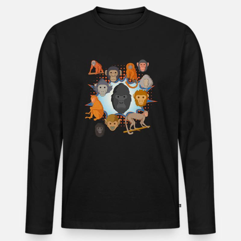 Affe Kinder Affenarten Schimpanse - Männer Premium Bio Langarmshirt - Schwarz
