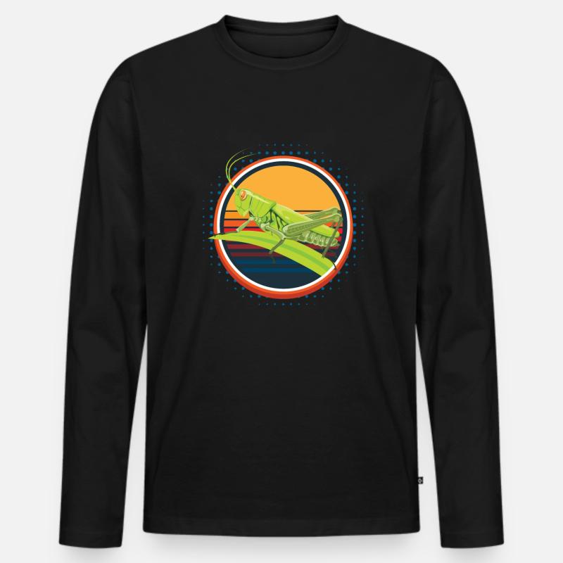 Grashüpfer Insekten Heuschrecke - Männer Premium Bio Langarmshirt - Schwarz