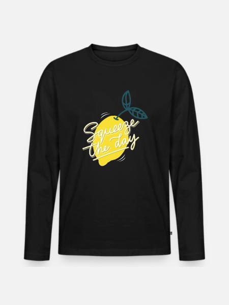 Squeeze The Day Zitrone Limonade - Männer Premium Bio Langarmshirt - Schwarz