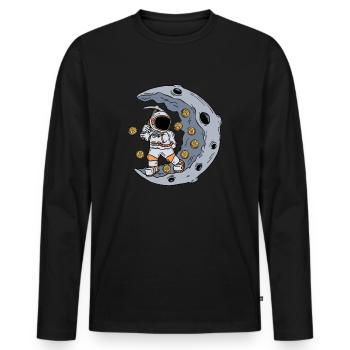 Un astronaute exploite le marché boursier BTC - T-shirt manches longues Premium bio Homme - noir - Devant - Nico (187cm)