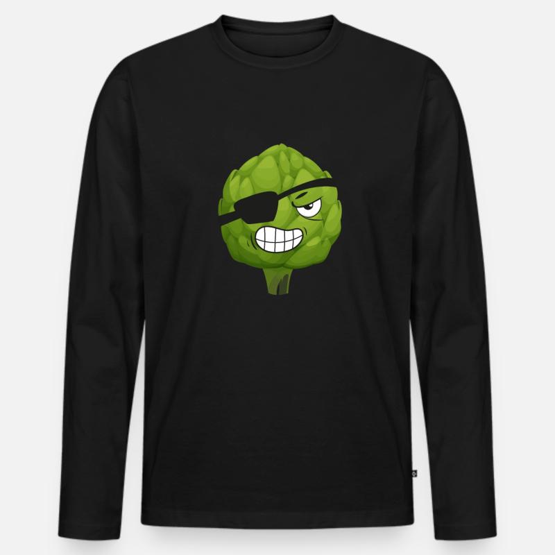 Artischocken Pirat Gemüse - Männer Premium Bio Langarmshirt - Schwarz