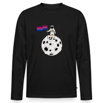 Bisexual astronaut on the moon Bi Pride flag - Men's Premium Organic Long Sleeve Shirt - black - Front - Nico (187cm)