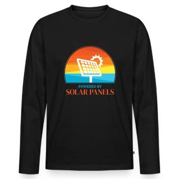 Powered By Solar Panels Photovoltaik - Männer Premium Bio Langarmshirt - Schwarz - Vorne - Nico (187cm)